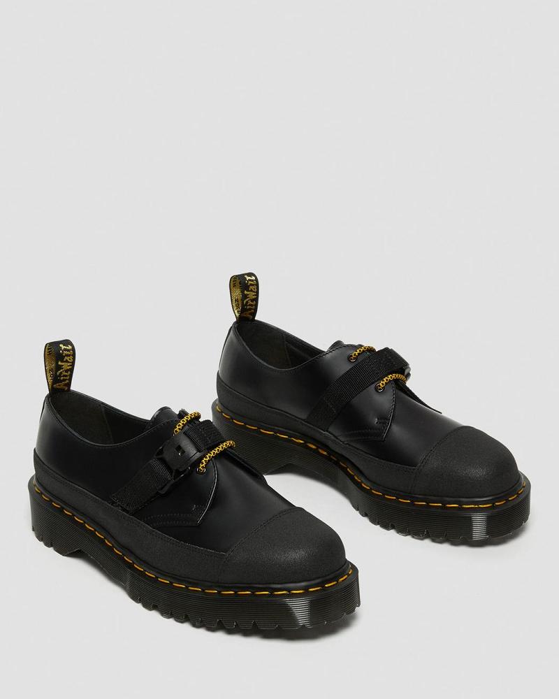 Men's Dr Martens 1461 Made In England Bex Tech Smooth Leather Oxfords Shoes Black | AU 593KOR